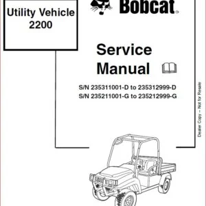 BOBCAT 2200 2300 UTITLITY VEHICLE SERVICE REPAIR WORKSHOP MANUAL - PDF DOWNLOAD