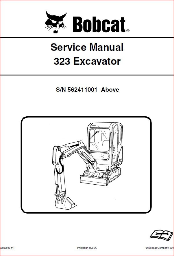 BOBCAT 323 EXCAVATOR SERVICE REPAIR WORKSHOP MANUAL SN 562411001 ...