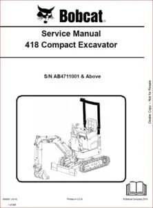 BOBCAT 418 COMPACT EXCAVATOR SERVICE REPAIR WORKSHOP MANUAL - DOWNLOAD