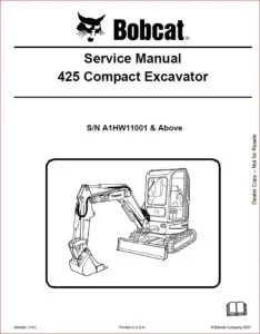 BOBCAT 425 COMPACT EXCAVATOR SERVICE REPAIR WORKSHOP MANUAL - DOWNLOAD