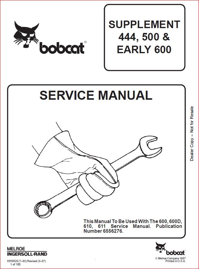 PAPER COPY Bobcat 600 600D 610 611 Skid Steer Service Repair Manual 6556276