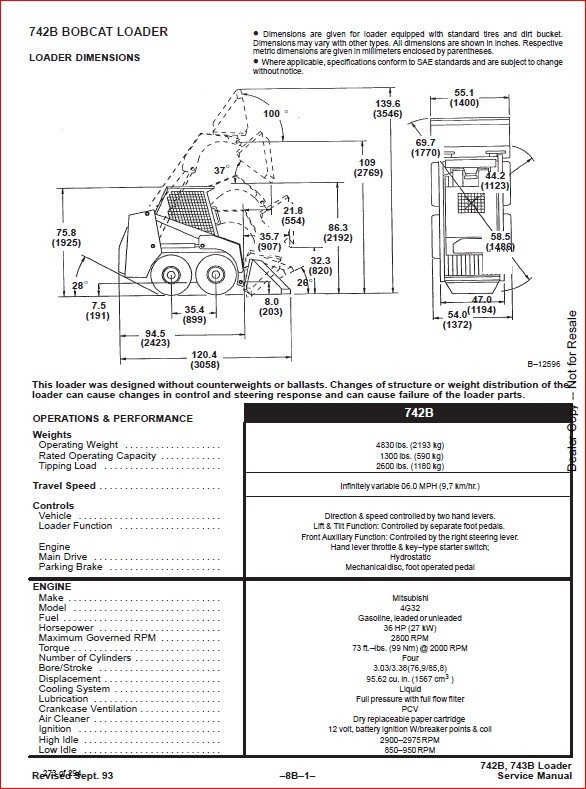 BOBCAT 742B 743B LOADER SERVICE REPAIR WORKSHOP MANUAL DOWNLOAD