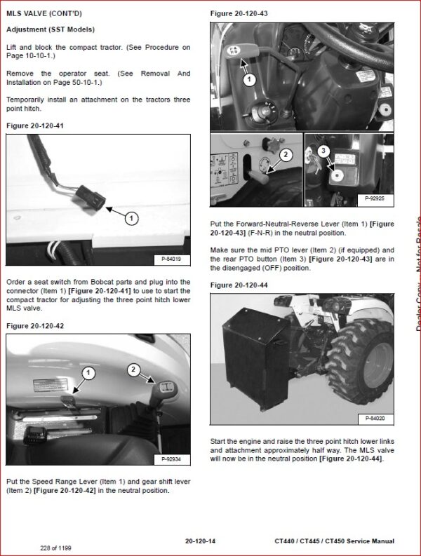 BOBCAT CT440,CT445&CT450 COMPACT TRACTOR SERVICE REPAIR WORKSHOP MANUAL