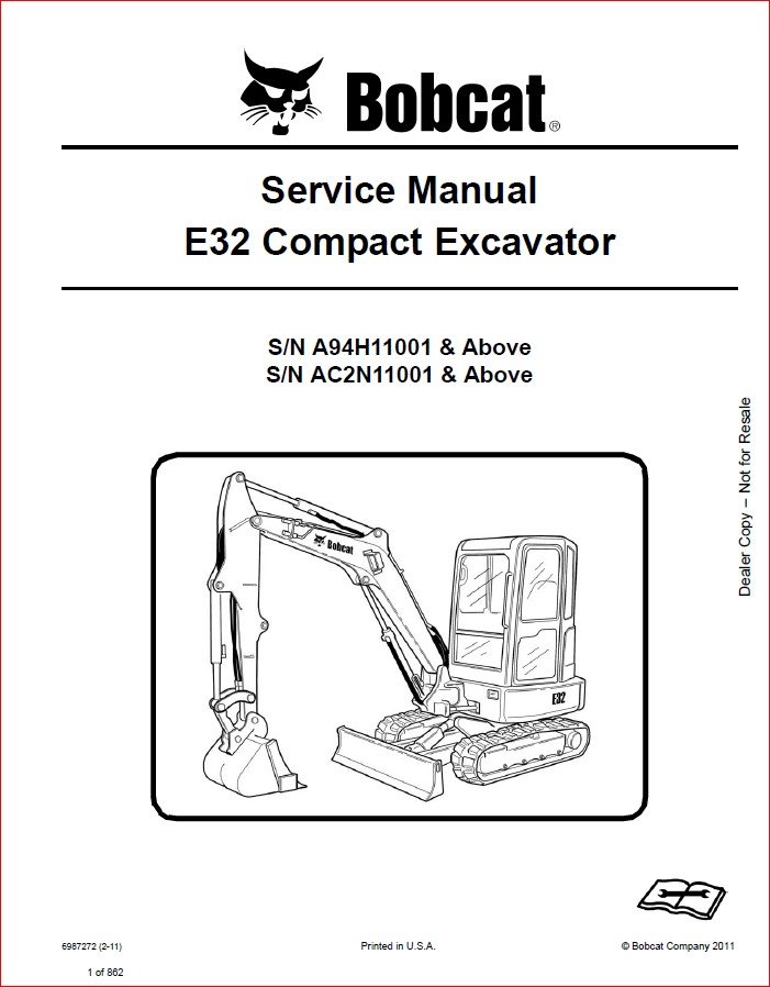 BOBCAT E32 COMPACT EXCAVATOR SERVICE REPAIR WORKSHOP MANUAL - PDF