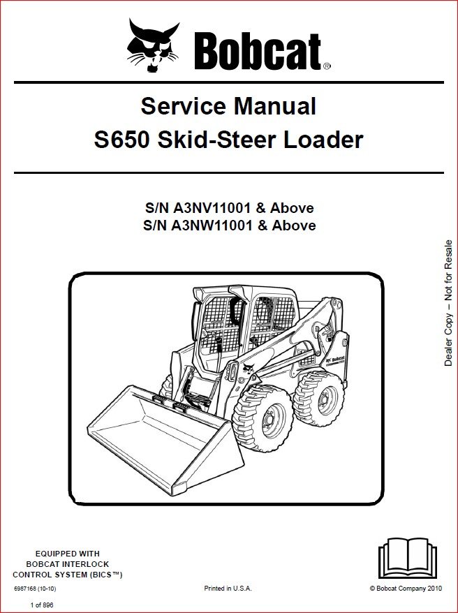 BOBCAT S650 SKID-STEER LOADER SERVICE REPAIR WORKSHOP MANUAL - PDF