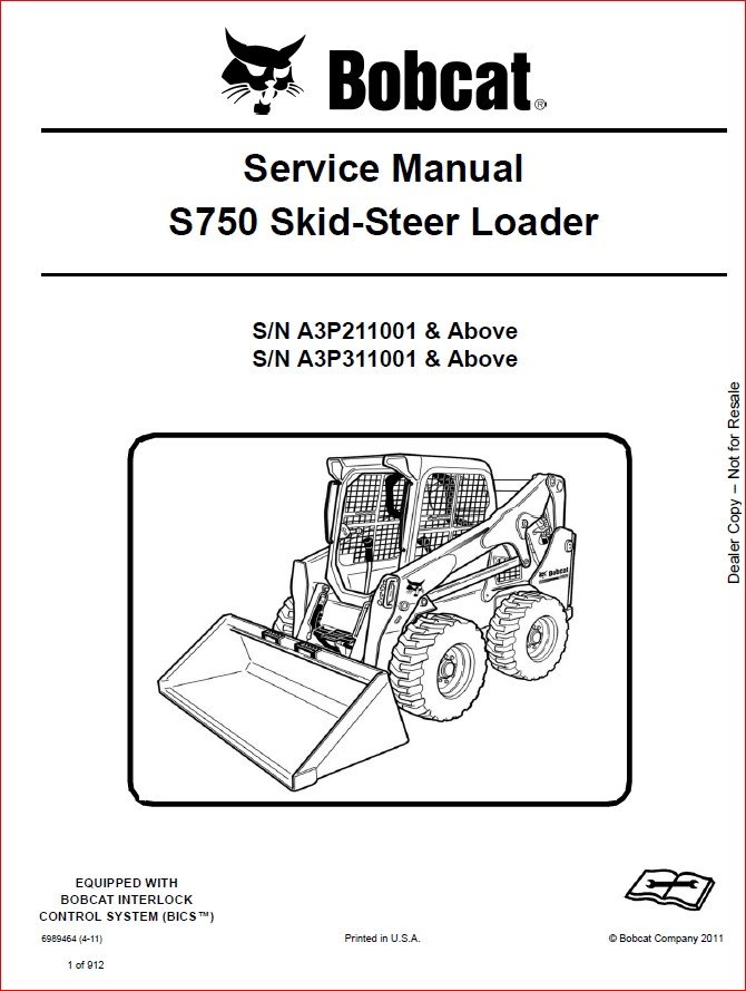 BOBCAT S750 SKID-STEER LOADER SERVICE REPAIR WORKSHOP MANUAL - PDF