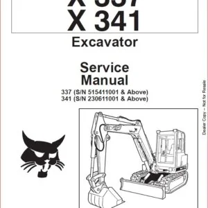 BOBCAT X 337 X 341  EXCAVATOR SERVICE REPAIR WORKSHOP MANUAL DOWNLOAD