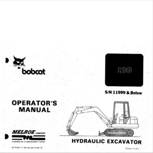 Bobcat 100 Hydraulic Excavator Operator's Manual - PDF Download
