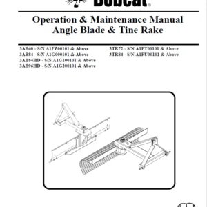 Bobcat Angle Blade & Tine Rake Operation & Maintenance Manual - PDF Download