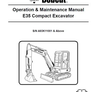 Bobcat E35 Compact Excavator Operation & Maintenance Manual - PDF Download