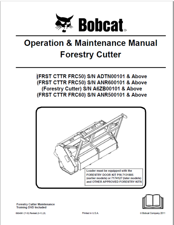 Bobcat Forestry Cutter Operation & Maintenance Manual - PDF Download