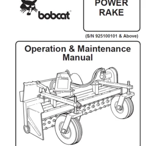 Bobcat Power Rake Operation & Maintenance Manual - PDF Download