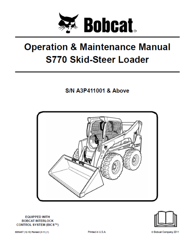 Bobcat S770 Skid Steer Loader Operation & Maintenance Manual - PDF ...