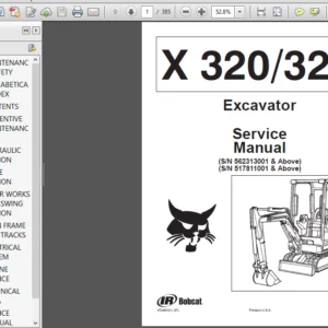 Bobcat X320 Excavator Service Repair Manual Sn 562313001 - PDF DOWNLOAD