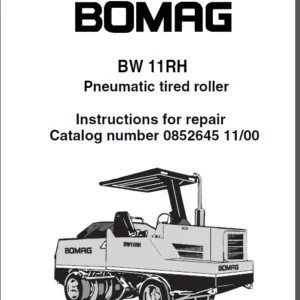 Bomag Bw 11rh Pneumatic Tired Roller Service Repair Workshop Manual Download