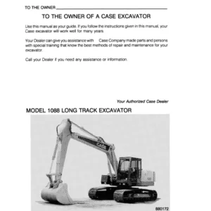 CASE 1088 Excavator Operators Manual - PDF DOWNLOAD