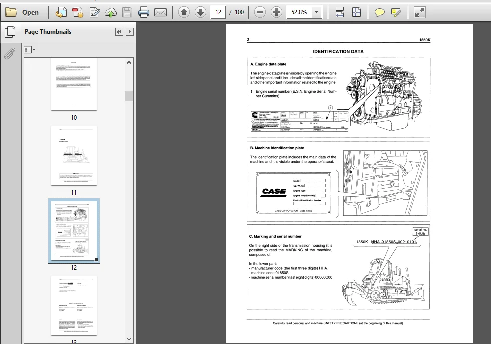 CASE 1850K Crawler dozer Operator's Manual - PDF Download - Image 2