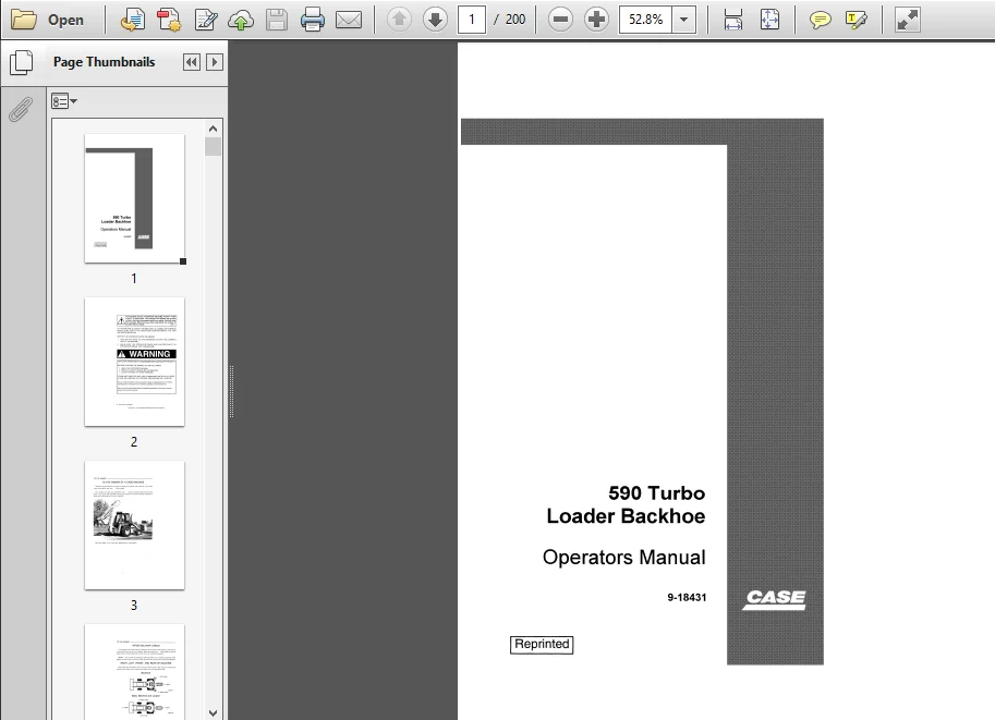 CASE 590 Turbo Loader Backhoe Operator 's Manual - PDF Download - Image 3