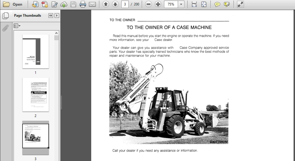 CASE 590 Turbo Loader Backhoe Operator 's Manual - PDF Download - Image 4