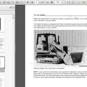 CASE 855E Crawler Operators Manual - PDF Download