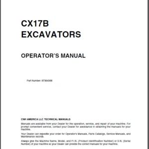 CASE CX 17B EXCAVATORS OPERATOR’S MANUAL - PDF DOWNLOAD