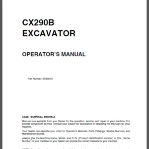 CASE CX290B EXCAVATOR OPERATOR’S MANUAL - PDF DOWNLOAD
