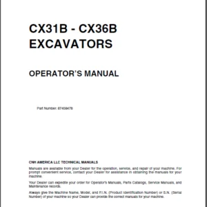 CASE CX31 B -  CX36B EXCAVATORS OPERATOR’S MANUAL - PDF DOWNLOAD