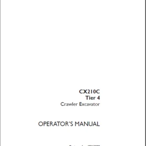 Case Cx210C Tier 4 Crawler Excavator Operator's Manual - PDF Download