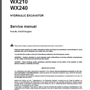 Case WX210 WX240 Hydraulic Excavator Service Manual - PDF Download