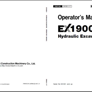 Hitachi Ex1900-6 Excavator Operators Manual PDF DOWNLOAD