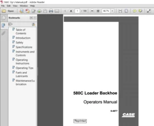 Case 580C Loader Backhoe Operators Manual - PDF Download