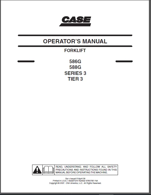 Case 586G 588G Series 3 Tier 3 Forklift Operator's Manual - PDF Download - Image 3