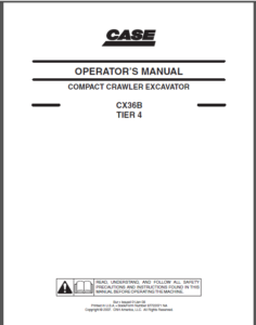 Case CX36B Tier 4 Compact Hydraulic Excavator Operator's Manual - PDF ...