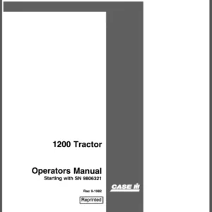 Case IH Tractor 1200 Diesel 4 Wheel Drive Tractor King – sn 9806321 & after Operator’s Manual- PDF Download