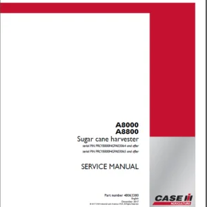 Case IH Tractor A8000, A8800 Sugar Cane Harvester Service Manual (48063380) - PDF Download