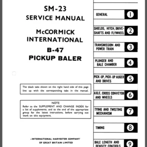 Case IH Tractor B47 McCormick International Pickup Baler Service Manual SM23 - PDF Download