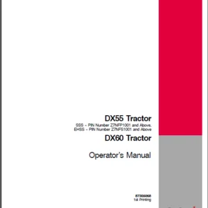 Case IH Tractor DX55 2WD, DX55 4WD, DX60 Operator's Manual  - PDF DOWNLOAD