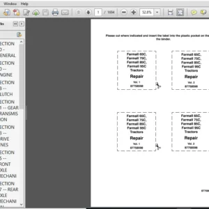 Case IH Tractor Farmall 65C,75C,85C,95C Service Manual  - PDF DOWNLOAD