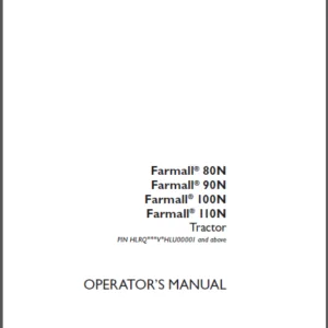 Case IH Tractor Farmall 80N,90N,100N,110N Operator's Manual - PDF DOWNLOAD
