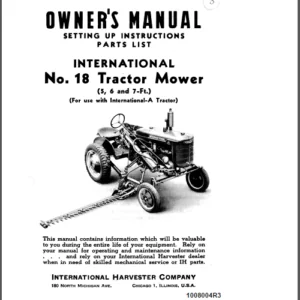 Case IH Tractor International No  18 NA Tractor Mower Operator's Manual - PDF DOWNLOAD
