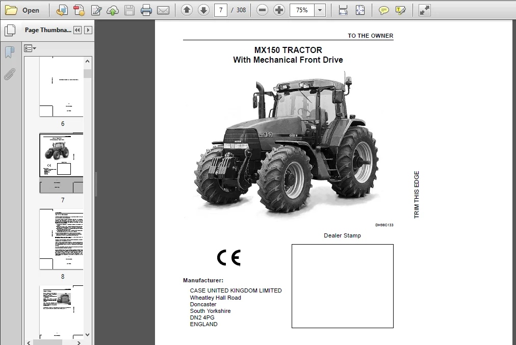 Case IH Tractor MX150 and MX170 Operator's Manual - PDF DOWNLOAD - Image 3