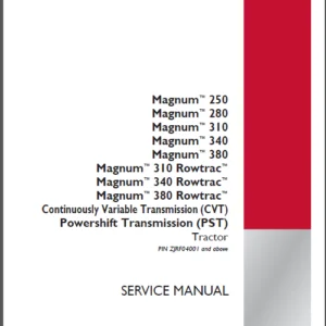 Case IH Tractor Magnum 250 380, Magnum 310 380 Rowtrac CVT  PST Tier 4B Service Manual - DOWNLOAD