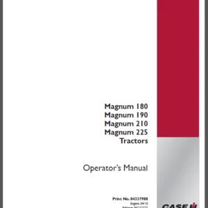 Case IH Tractor Magnum Mid Range 180,190,210,225 Z9rh06000 Powershift & CVT Operator's Manual - PDF DOWNLOAD