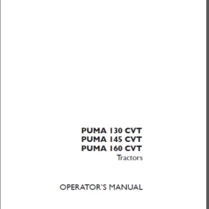 Case IH Tractor PUMA 130, 145, 160 CVT Tier 4 Operator's Manual - PDF DOWNLOAD