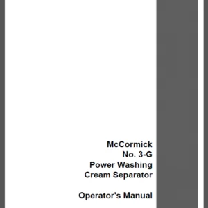 Case IH Tractor Power Washing Cream Separator McCormick 3- G 3G Operator's Manual - PDF DOWNLOAD