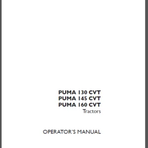 Case IH Tractor Puma 130, Puma 145, Puma 160 CVT Operator's Manual - PDF DOWNLOAD