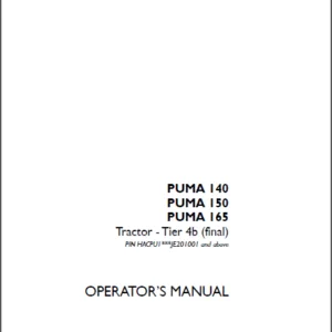 Case IH Tractor Puma 140, Puma 150, Puma 165 Tractor Tier 4b final Operator's Manual - PDF DOWNLOAD