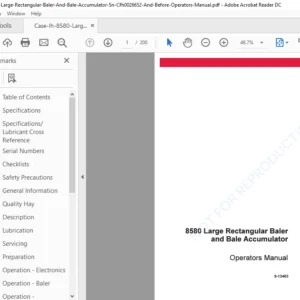 Case Ih 8580 Large Rectangular Baler And Bale Accumulator Operators Manual - PDF Download