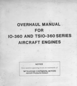 Continentel Io 360 Tsio 360 Series Aircraft Engine Overhaul Part Manual - Download