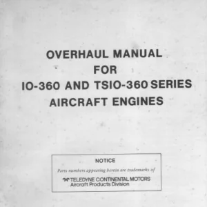 Continentel Io 360 Tsio 360 Series Aircraft Engine Overhaul Part Manual - Download